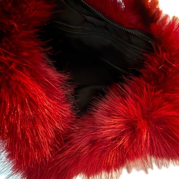 Obilis, Paris Boutique Exclusive Mink HandBag Rich Burgundy Mini Bag NEW - Picture 7 of 9